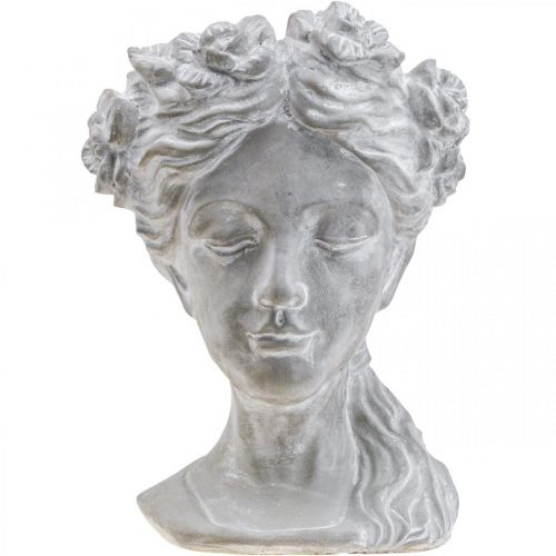 Article Tête de plante jardinière en béton tête de femme blanchie H34cm
