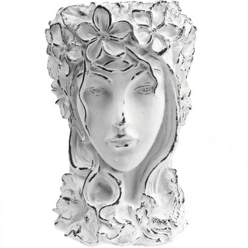 Floristik24 Jardinière Béton Jardinière Shabby Chic Tête de Femme Blanc H34cm