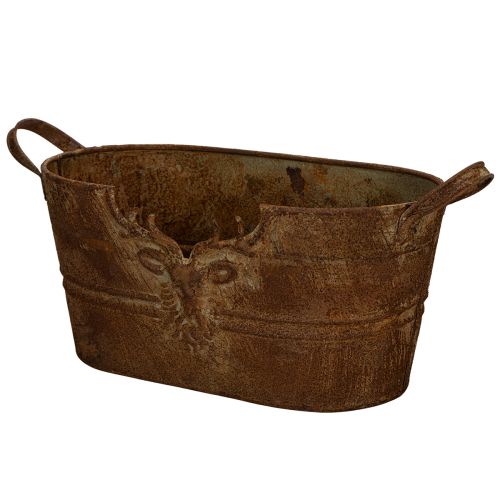 Bol ovale en métal avec anses, motif cerf, finition rouille, 36 cm acheter | Floristik24.be