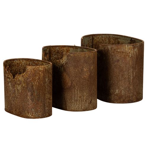 Pots de fleurs ovales rustiques en métal, motif cerf, lot de 3, 24 cm | Floristik24.be