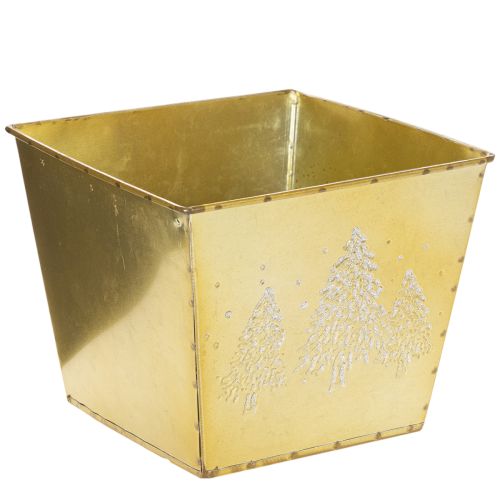 Pot de fleurs en métal orné d'un sapin scintillant, 18 cm