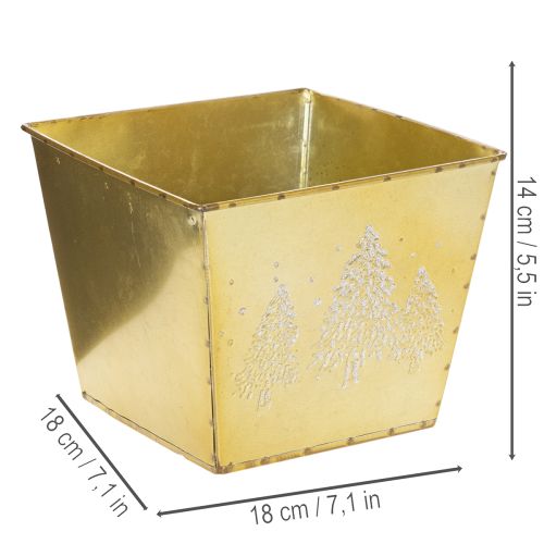 Pot de fleurs en métal orné d'un sapin scintillant, 18 cm | Floristik24.be