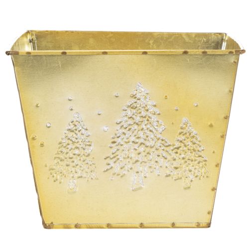Pot de fleurs en métal orné d'un sapin scintillant, 18 cm | Floristik24.be
