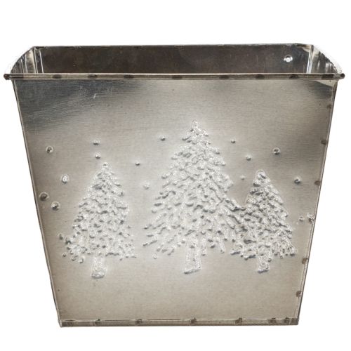 Pot de fleurs carré en métal à motif sapin, 18 cm | Floristik24.be
