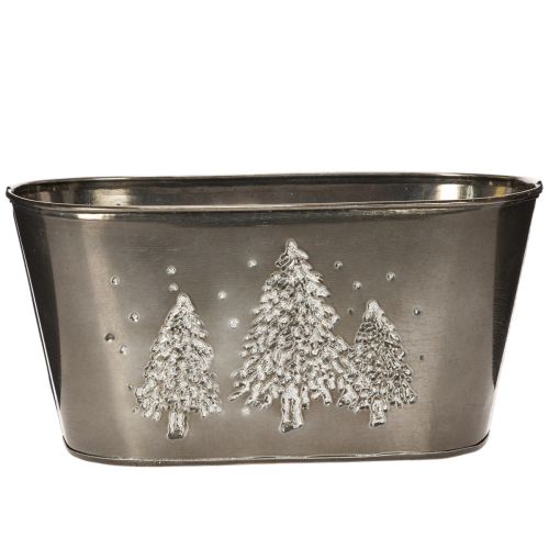 Pot de fleurs ovale orné d'un sapin en relief, 25 cm