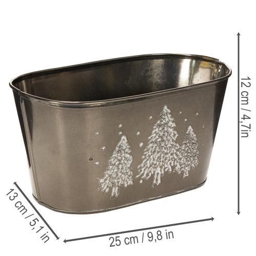 Pot de fleurs ovale orné d'un sapin en relief, 25 cm | Floristik24.be