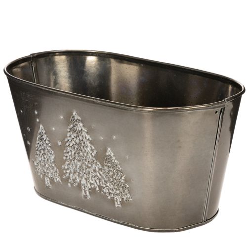Pot de fleurs ovale orné d'un sapin en relief, 25 cm | Floristik24.be