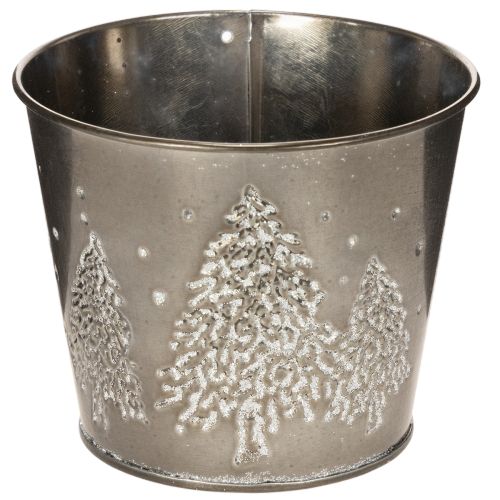Pot de fleurs en métal avec sapins pailletés, 13 cm acheter | Floristik24.be