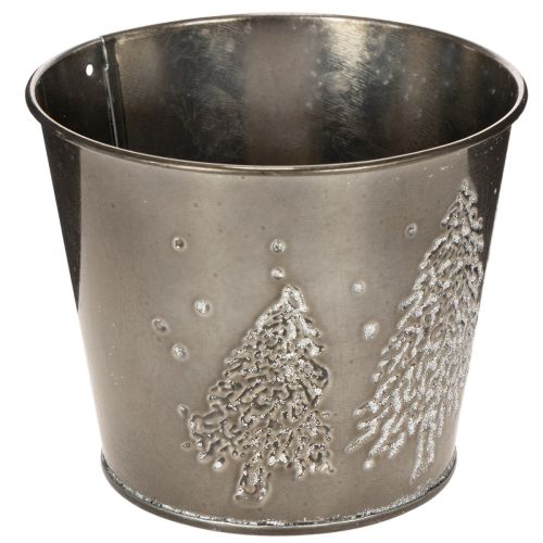 Pot de fleurs en métal avec sapins pailletés, 13 cm | Floristik24.be
