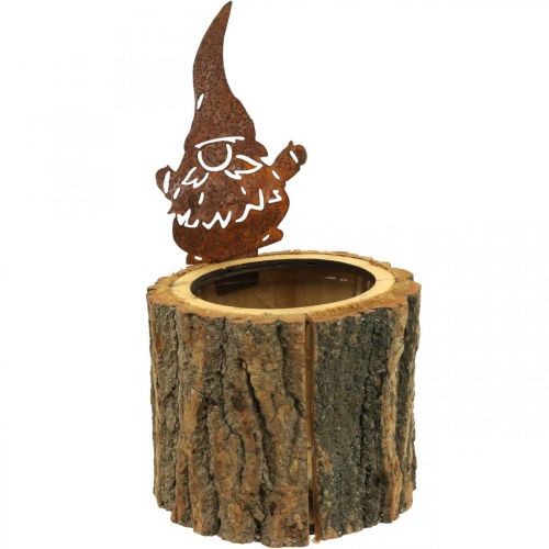 Article Cache-pot bois cache-pot aspect bois lutin rouillé H24cm