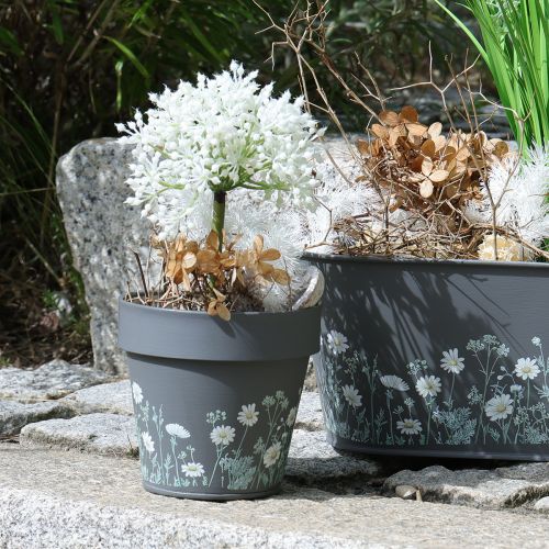Article Pot de fleurs à motif délicat de fleurs sauvages, idéal pour un balcon ou une terrasse, 15 cm, lot de 3