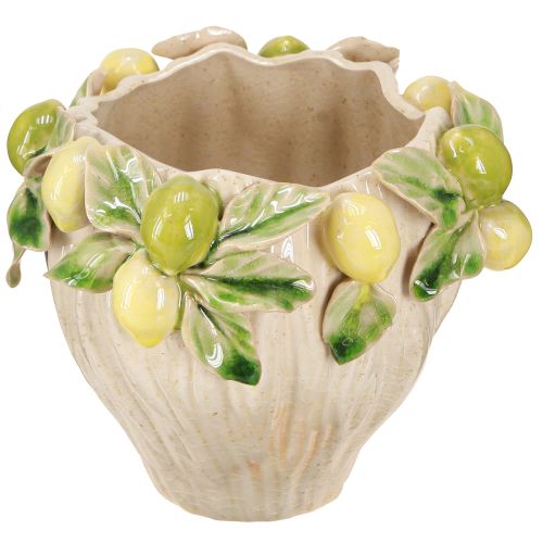 Floristik24 Pot de fleurs décoratif en céramique – motif citron pour une touche sudiste Ø19,5cm