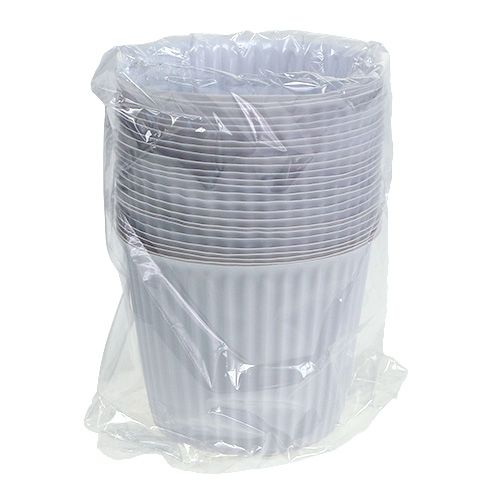 Floristik24 Pot plissé en plastique Ø 10 cm H. 8 cm blanc 25 p.