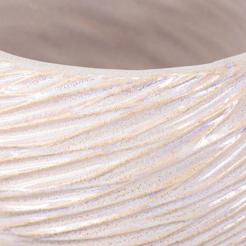 Article Pot de fleurs en céramique crème-rose – Jardinière décorative moderne avec motif rainuré Ø15cm 2pcs