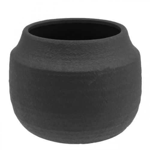 Jardinière Pot de Fleurs en Céramique Noire Ø23cm H19.5cm