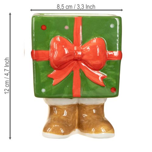 Article Jardinière en céramique cadeau de Noël avec pieds H11,5cm 2 pcs