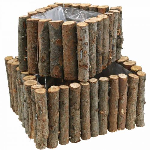 Floristik24 Jardinière carrée branches de bouleau naturel 14,5/20cm lot de 2