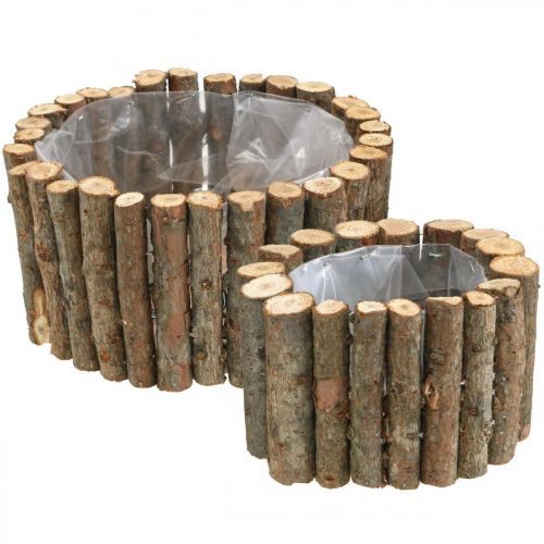 Floristik24 Jardinière ronde branches de bouleau naturel Ø14/20cm lot de 2