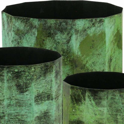 Floristik24 Cache-pot métal vert Ø26cm/20cm/16cm set de 3