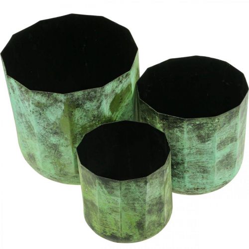 Floristik24 Cache-pot métal vert Ø26cm/20cm/16cm set de 3