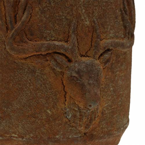 Floristik24 Cache-pot patine rouille tête de cerf Ø13.5cm H13cm