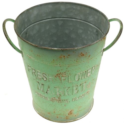 Floristik24 Seau en zinc vert antique Ø20.5cm H22.5cm