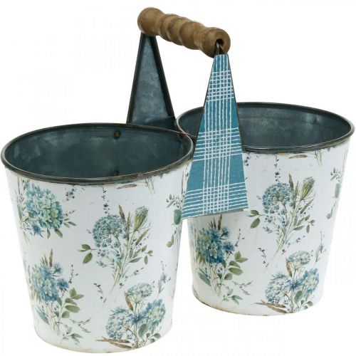 Floristik24 Cache-pot double décoration d'été jardinière en métal avec anse look vintage Ø11.5cm
