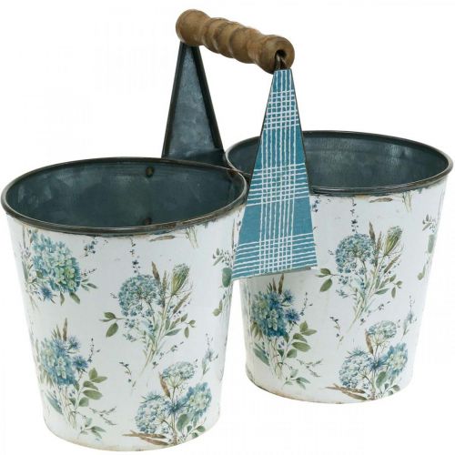 Floristik24 Cache-pot double décoration d&#39;été jardinière en métal avec anse look vintage Ø11.5cm