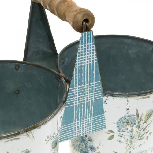 Floristik24 Cache-pot double décoration d'été jardinière en métal avec anse look vintage Ø11.5cm