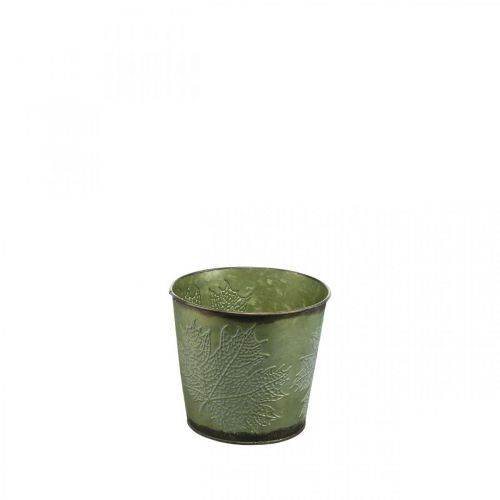 Floristik24 Jardinière à décor de feuilles, vase en métal pour l&#39;automne, seau à plantes vertes Ø10cm H10cm