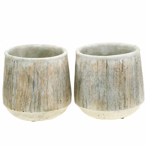 Floristik24 Jardinière nature rayé lourd Ø14cm 2 pièces