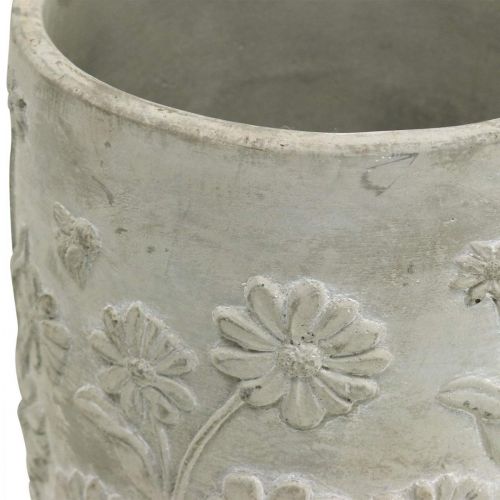 Floristik24 Jardinière en béton à motif fleuri jardinière Ø12.5cm H11cm 3pcs