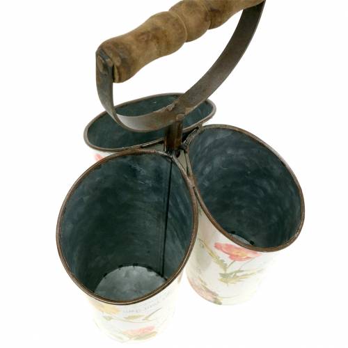 Floristik24 Cache-pot design fleur avec manche bêche 3 pièces H27cm