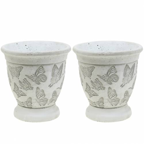 Floristik24 Pot de fleurs pot de fleurs avec papillons Ø12.5cm H13cm 2pcs