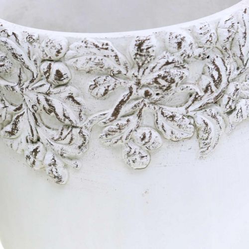 Floristik24 Vase en céramique, cache-pot avec décor chêne, cache-pot vert/blanc/gris Ø13cm H11.5cm lot de 3