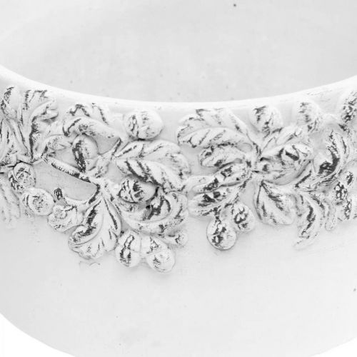 Floristik24 Jardinières avec glands et feuilles, jardinière en céramique verte, blanche, grise Ø17cm H9.5cm lot de 3