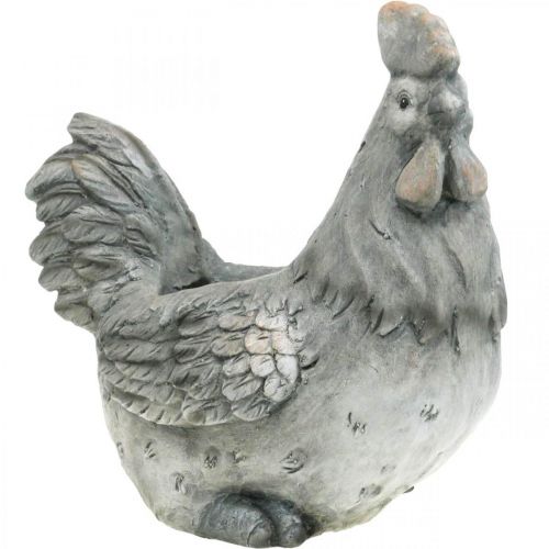 Poule à planter, décoration Pâques, cache-pot, ressort, poulet déco aspect béton H30cm