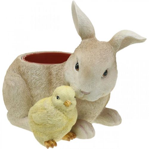 Décoration de Pâques à planter, lapin et poussin, printemps, cache-pot H24cm L30cm