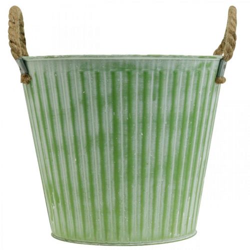 Article Pot décoratif, seau en métal à planter, jardinière avec anses, rose/vert/jaune shabby chic Ø14,5cm H13cm lot de 3