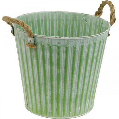 Article Seau à planter, jardinière avec anses, décoration métal rose/vert/jaune shabby chic Ø16,5 cm H15 cm lot de 3