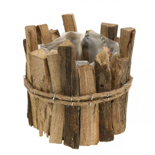 Floristik24 Cache-pot jardinière en bois rustique naturel H11,5cm Ø9cm