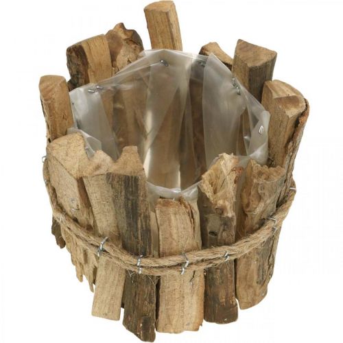 Floristik24 Cache-pot jardinière en bois rustique naturel H11,5cm Ø9cm
