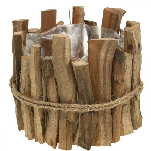Cache-pot bois jardinière rustique jardinière nature H15cm Ø15.5cm