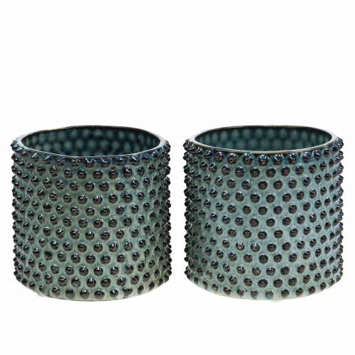 Floristik24 Jardinière bleu, blanc Ø11cm H10cm 2pcs