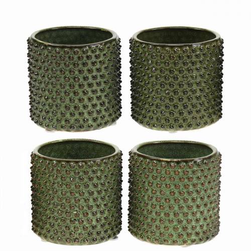 Floristik24 Jardinière vert, marron Ø7,5cm H8cm 4pcs
