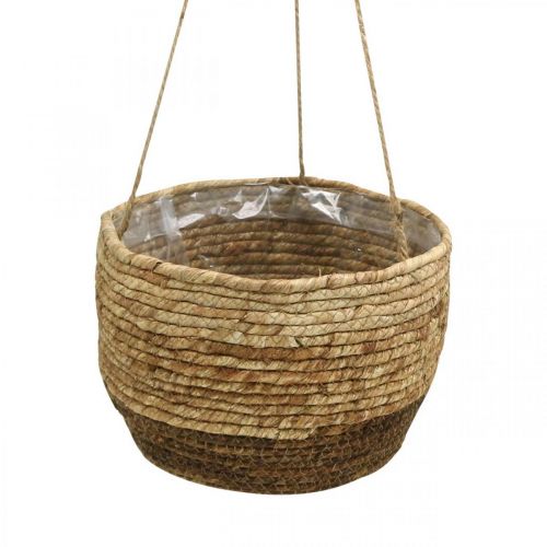 Floristik24 Panier suspendu, corbeille de feuilles de maïs, jardinière suspendue Naturel Ø28/24,5/21cm, lot de 3