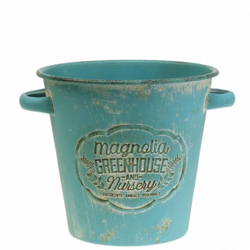 Floristik24 Pot à plantes seau métal turquoise Ø19.5cm H17.5cm