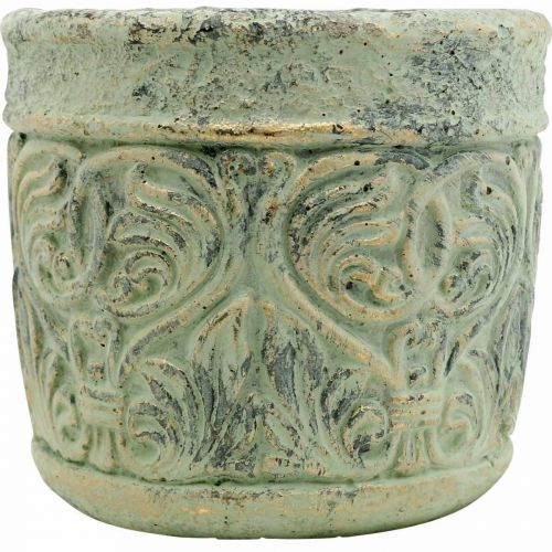 Floristik24 Cache-pot aspect antique vert, pot de fleur or béton Ø9.5cm H10.5cm