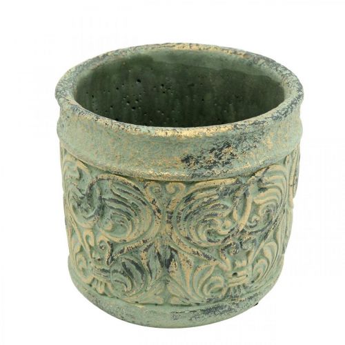 Floristik24 Jardinière aspect antique vert, pot béton doré Ø11cm H12.5cm