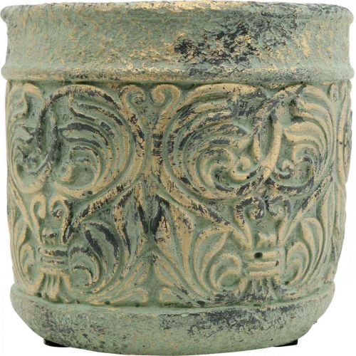 Floristik24 Jardinière aspect antique vert, pot béton doré Ø11cm H12.5cm